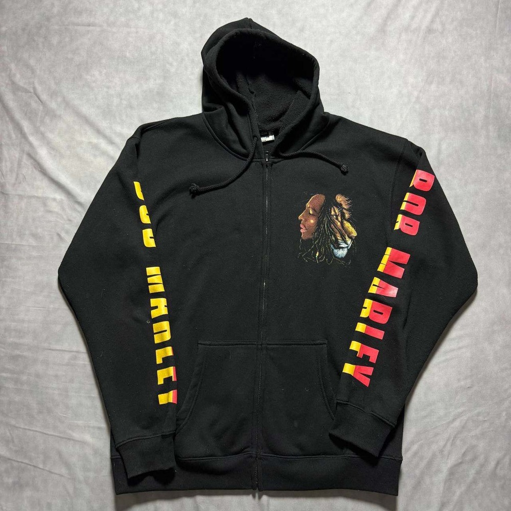 The Roxx Bob Marley Lion Graphic Zip Up Hoodie‎ Mens Large Reggae Sweatshirt